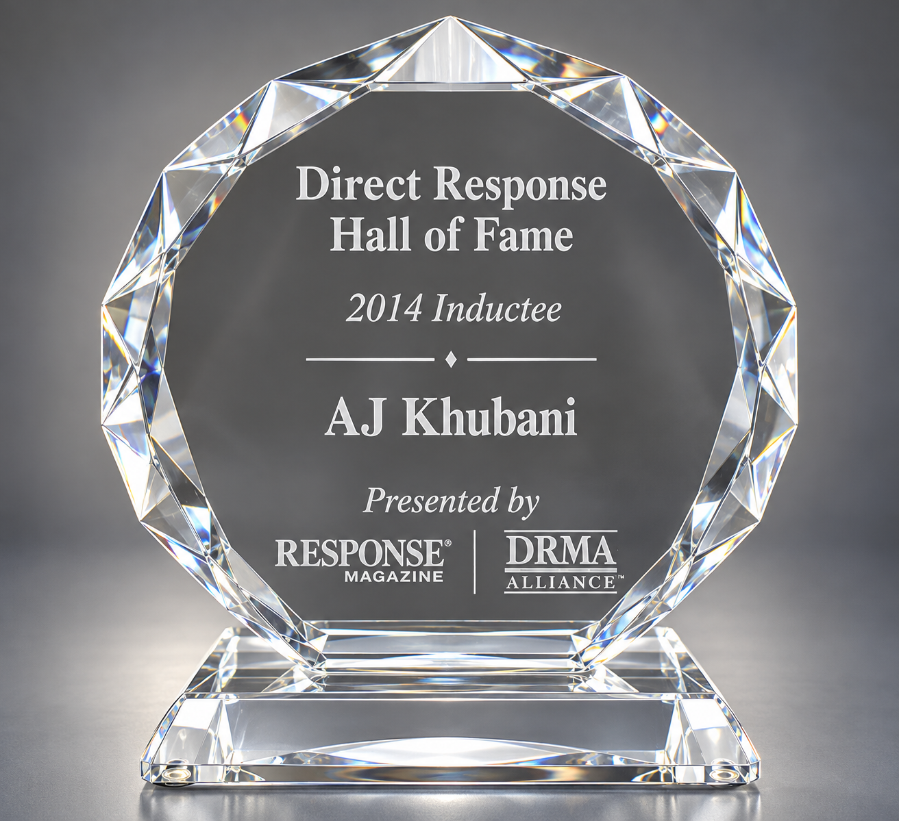 Direct Response Hall of Fame 2014 Inductee AJ Khubani, presented by Response Magazine and DRMA Alliance