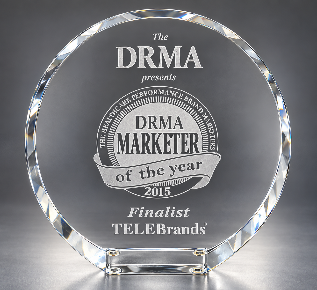 2015 DRMA Marketer of the Year trophy explicitly inscribed Finalist, TeleBrands