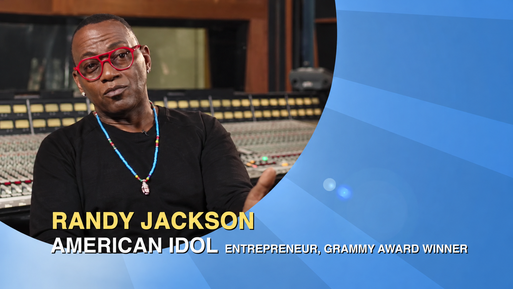 Randy Jackson speaking in AJ Khubani’s Lifetime Achievement Award film, with AI-assisted lighting adjustment